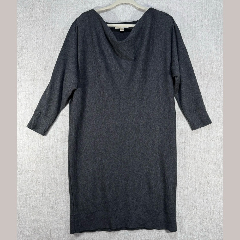 Michael Michael Kors Sweater Dress Size XL Gray Cowl Neck 3/4 Batwing Sleeves